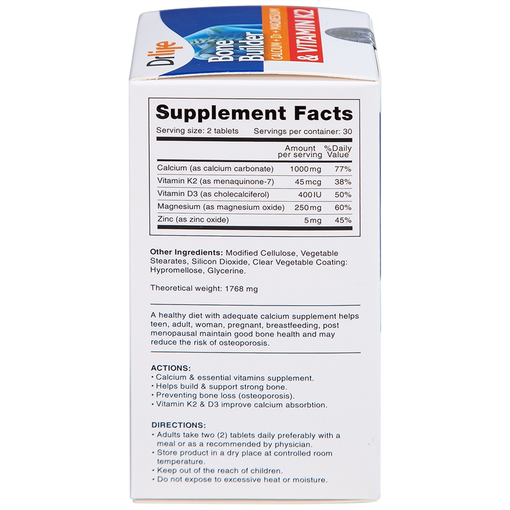 Hình ảnh Viên uống Bone Builder Drlife bổ sung canxi và vitamin cho xương (60 viên)