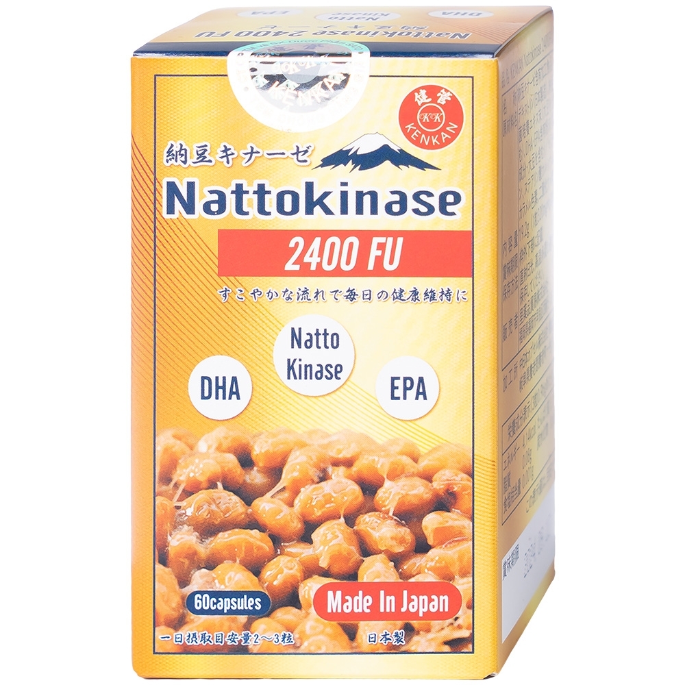 Hình ảnh Viên uống KenKan Nattokinase 2400FU giảm nguy cơ hình thành huyết khối, tăng cường lưu thông máu (60 viên)