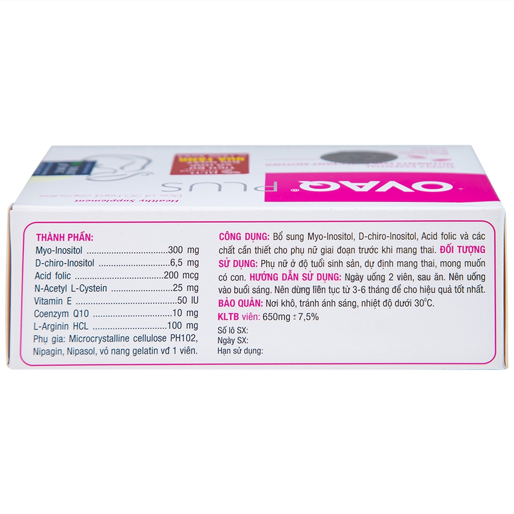 Hình ảnh Viên uống OVAQ Plus TW Mediplantex bổ sung dinh dưỡng cho phụ nữ trước khi mang thai (30 Viên)