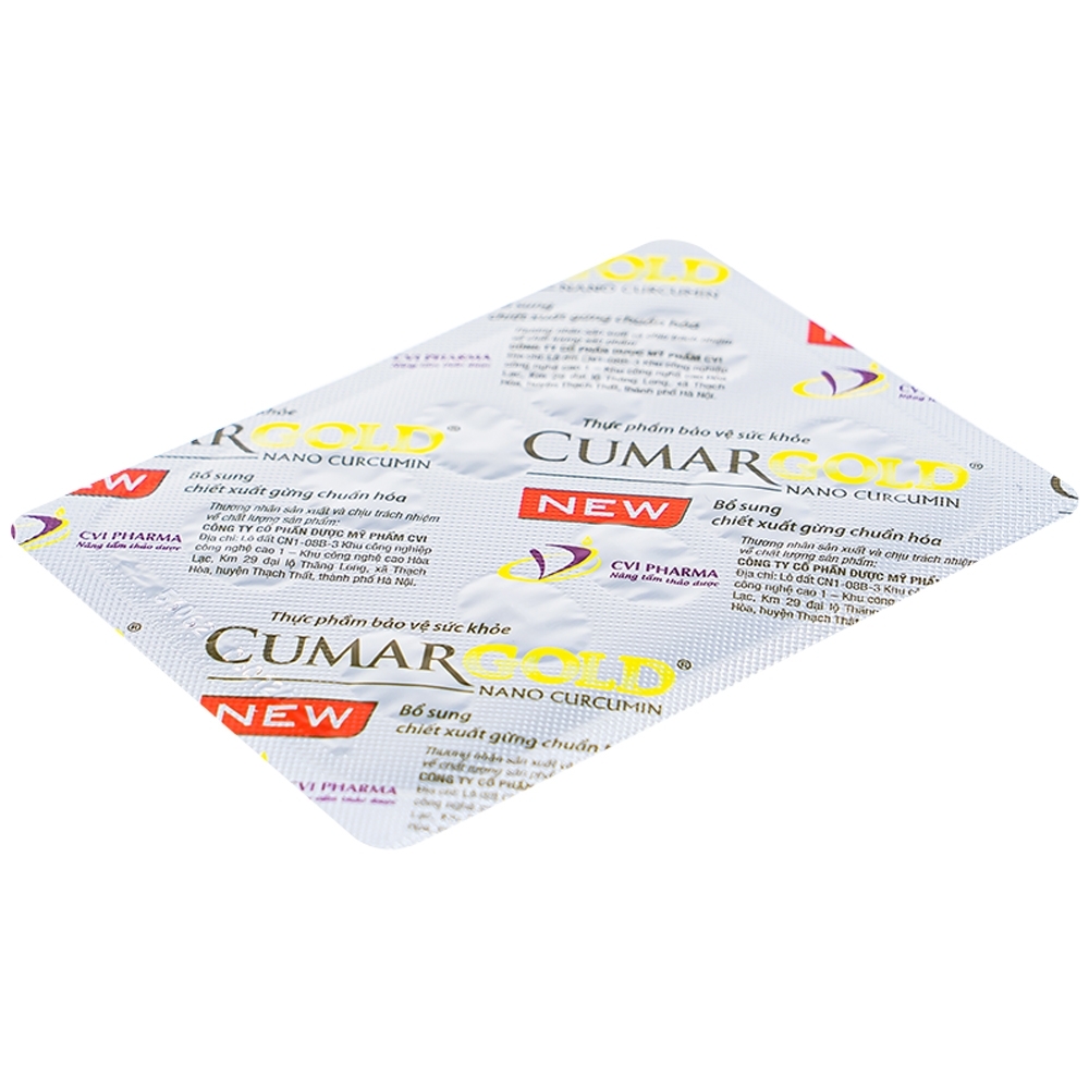 Hình ảnh Viên uống CumarGold Nano Curcumin New CVI Pharma hỗ trợ bảo vệ niêm mạc dạ dày (4 vỉ x 10 viên)