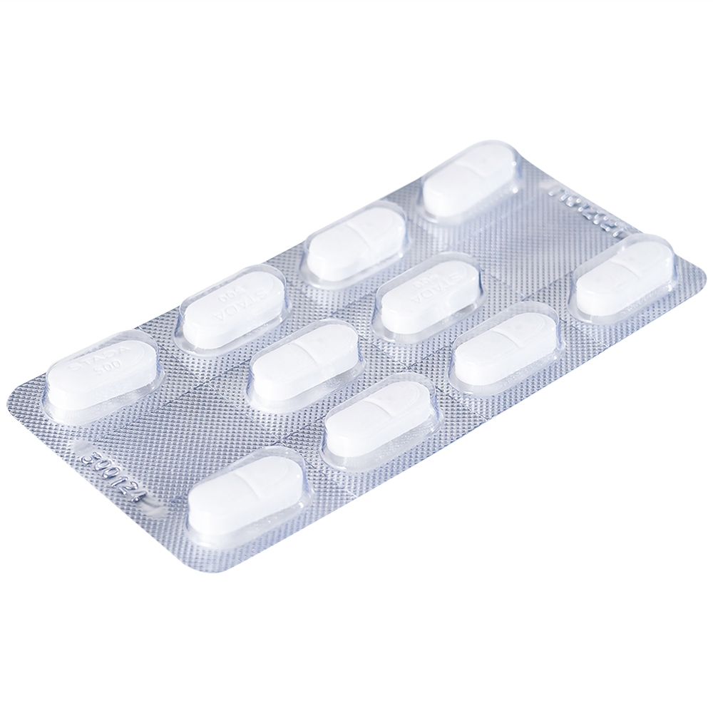Hình ảnh Viên nén Paracetamol Stada 500mg điều trị các cơn đau đầu, đau thần kinh, đau răng (10 vỉ x 10 viên)