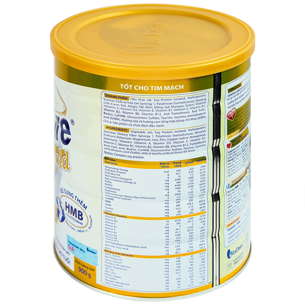 Hình ảnh Sữa bột CaloSure gold Vitadairy ít đường, tăng cường sức khỏe tim mạch, hồi phục sức khỏe (900g)
