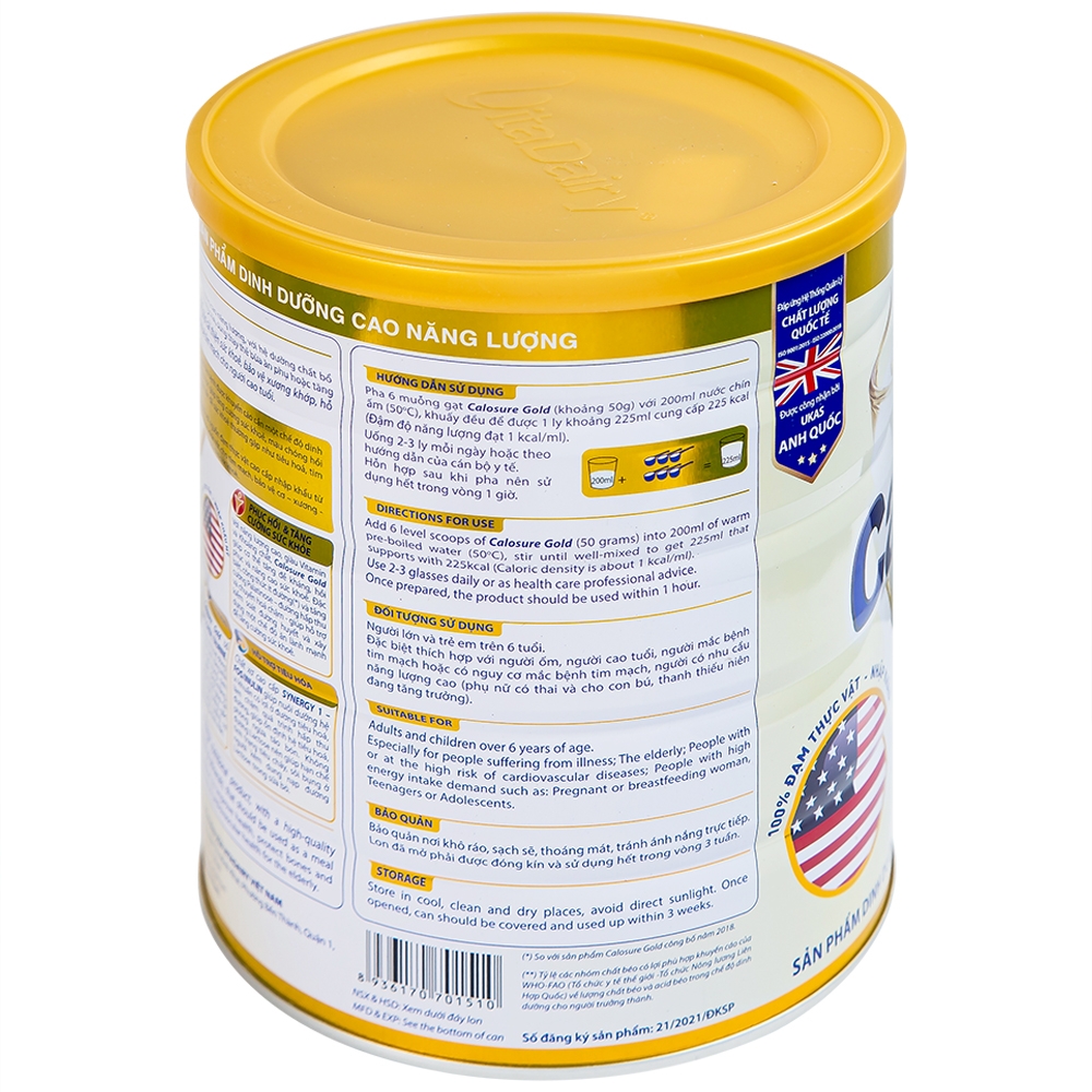 Hình ảnh Sữa bột CaloSure gold Vitadairy ít đường, tăng cường sức khỏe tim mạch, hồi phục sức khỏe (900g)