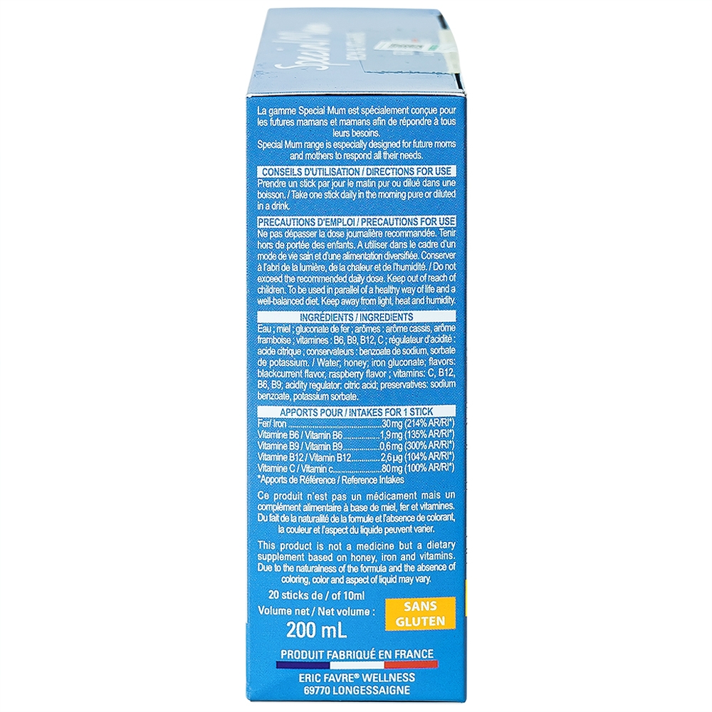 Hình ảnh Dung dịch uống Special Mum Iron & Vitamins Eric Favre bổ sung sắt và vitamin (20 gói)