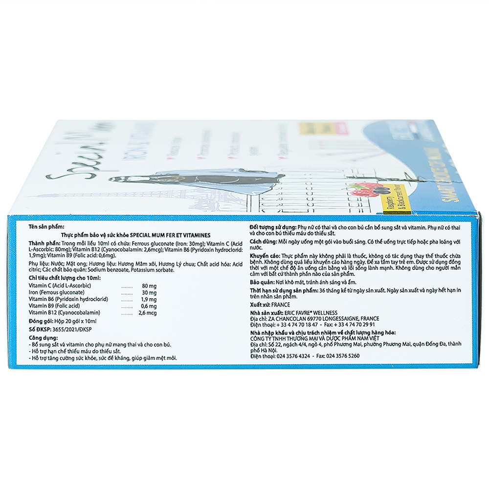 Hình ảnh Dung dịch uống Special Mum Iron & Vitamins Eric Favre bổ sung sắt và vitamin (20 gói)