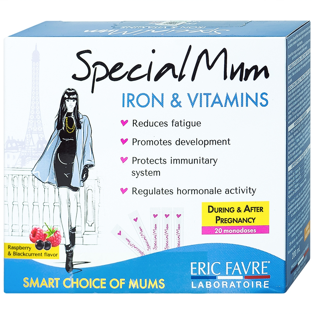 Hình ảnh Dung dịch uống Special Mum Iron & Vitamins Eric Favre bổ sung sắt và vitamin (20 gói)