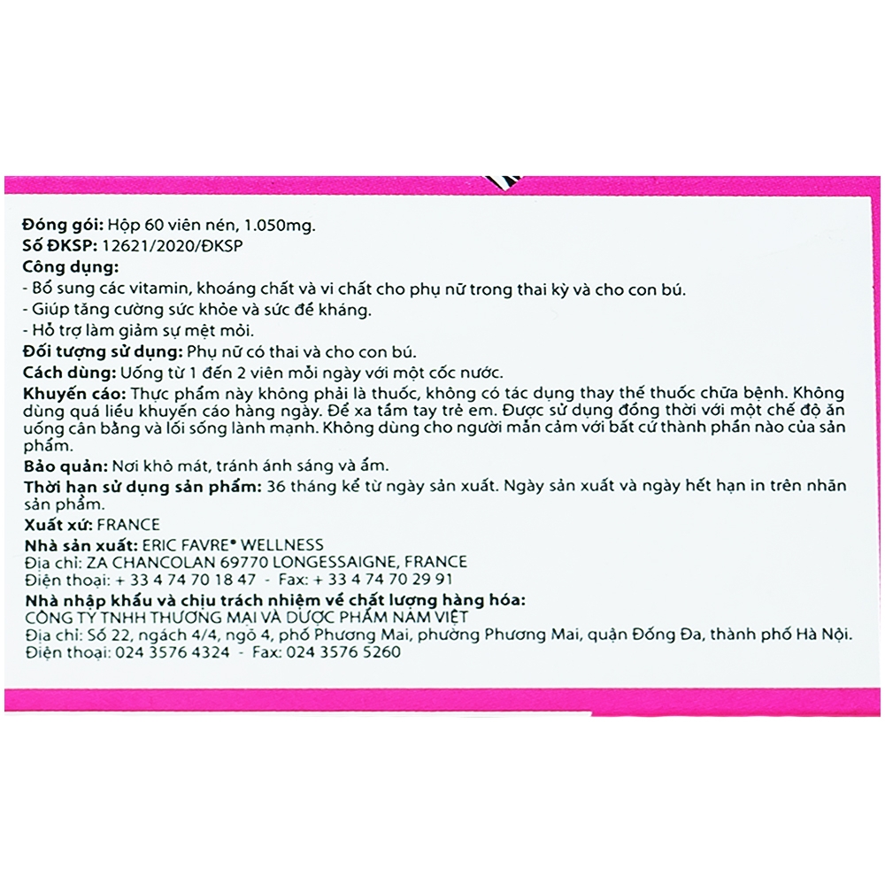 Hình ảnh Viên uống Special Mum Grossesse Eric Favre bổ sung các vitamin, khoáng chất (4 vỉ x 15 viên)