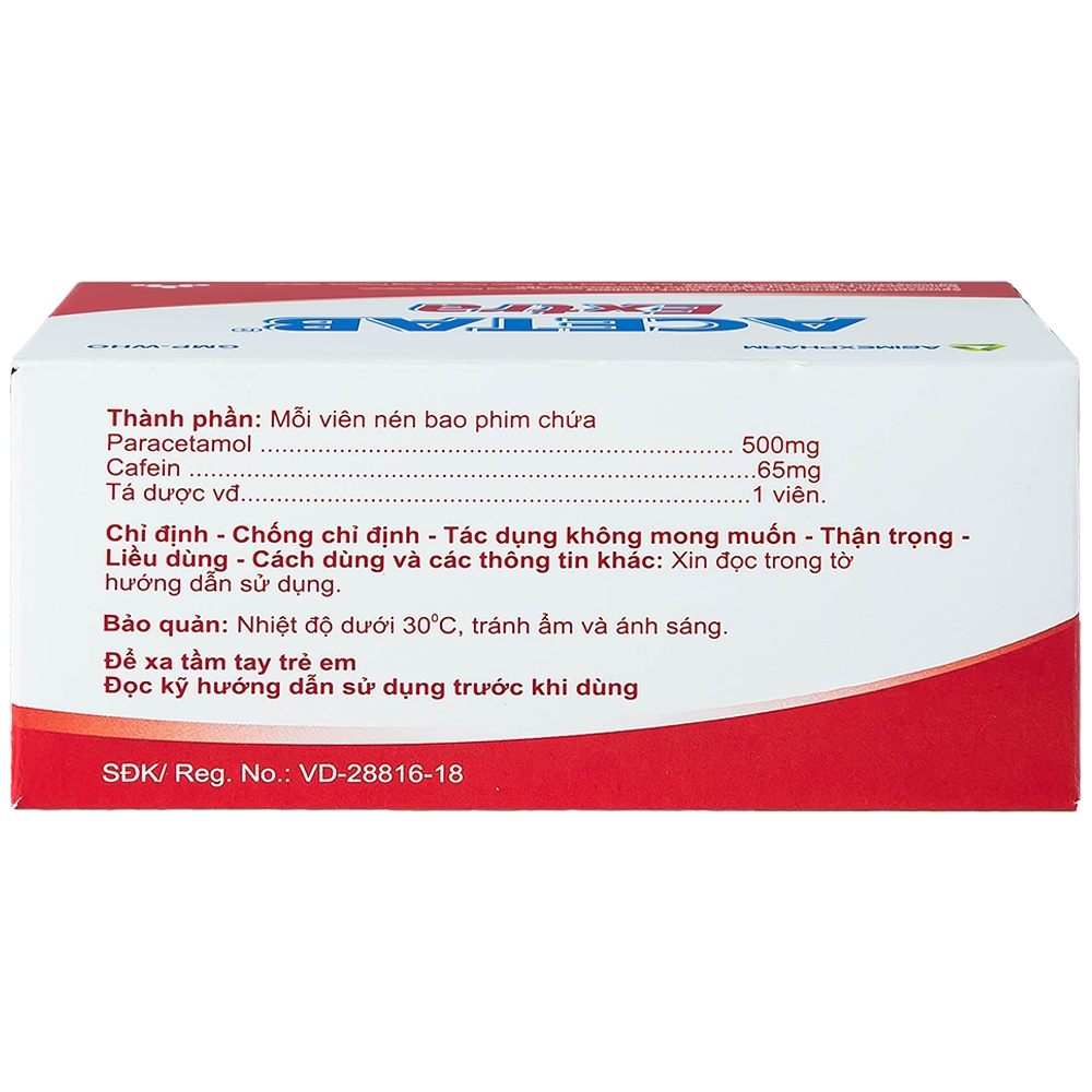 Hình ảnh Thuốc Acetab Extra Agimexpharm điều trị triệu chứng cảm cúm (10 vỉ x 10 viên)