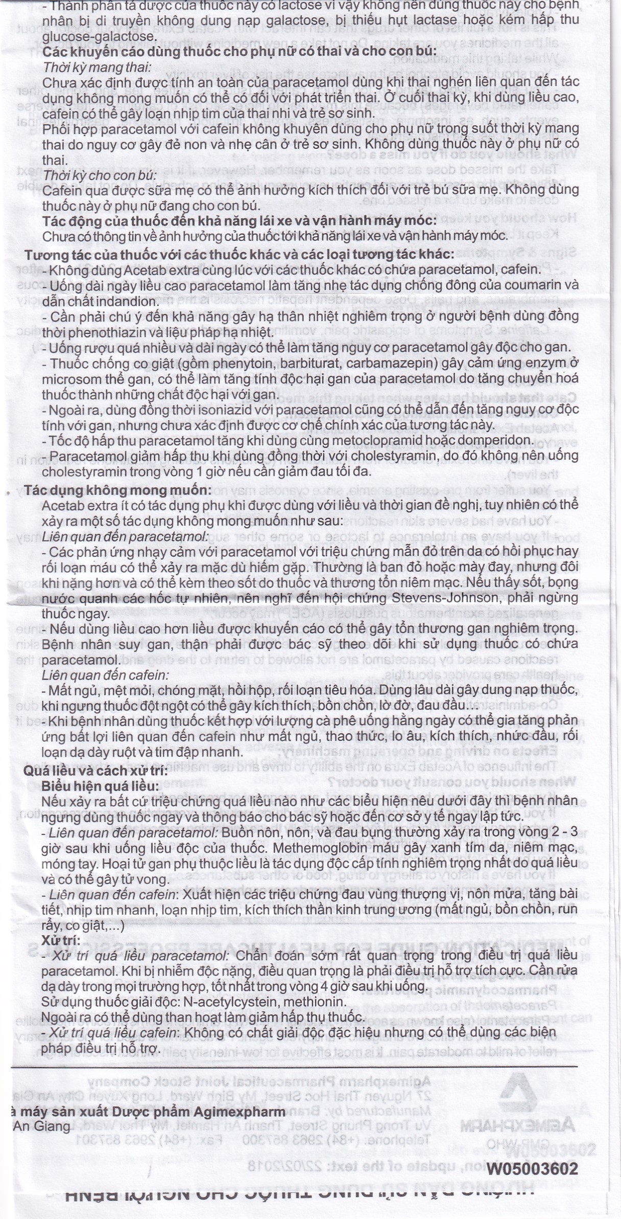 Hình ảnh Thuốc Acetab Extra Agimexpharm điều trị triệu chứng cảm cúm (10 vỉ x 10 viên)