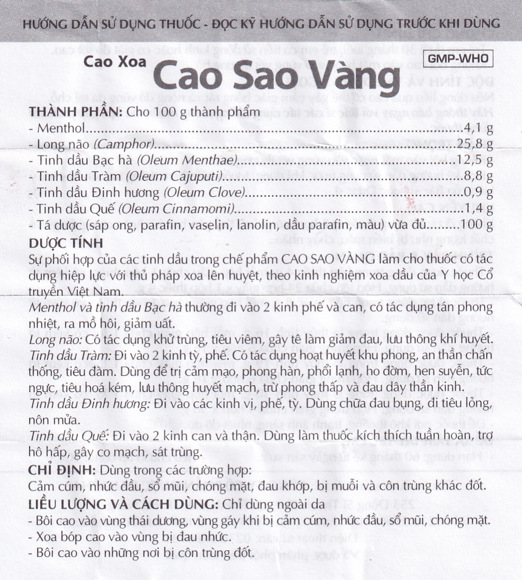 Hình ảnh Cao Sao Vàng Danapha điều trị cảm cúm, nhức đầu (16g)