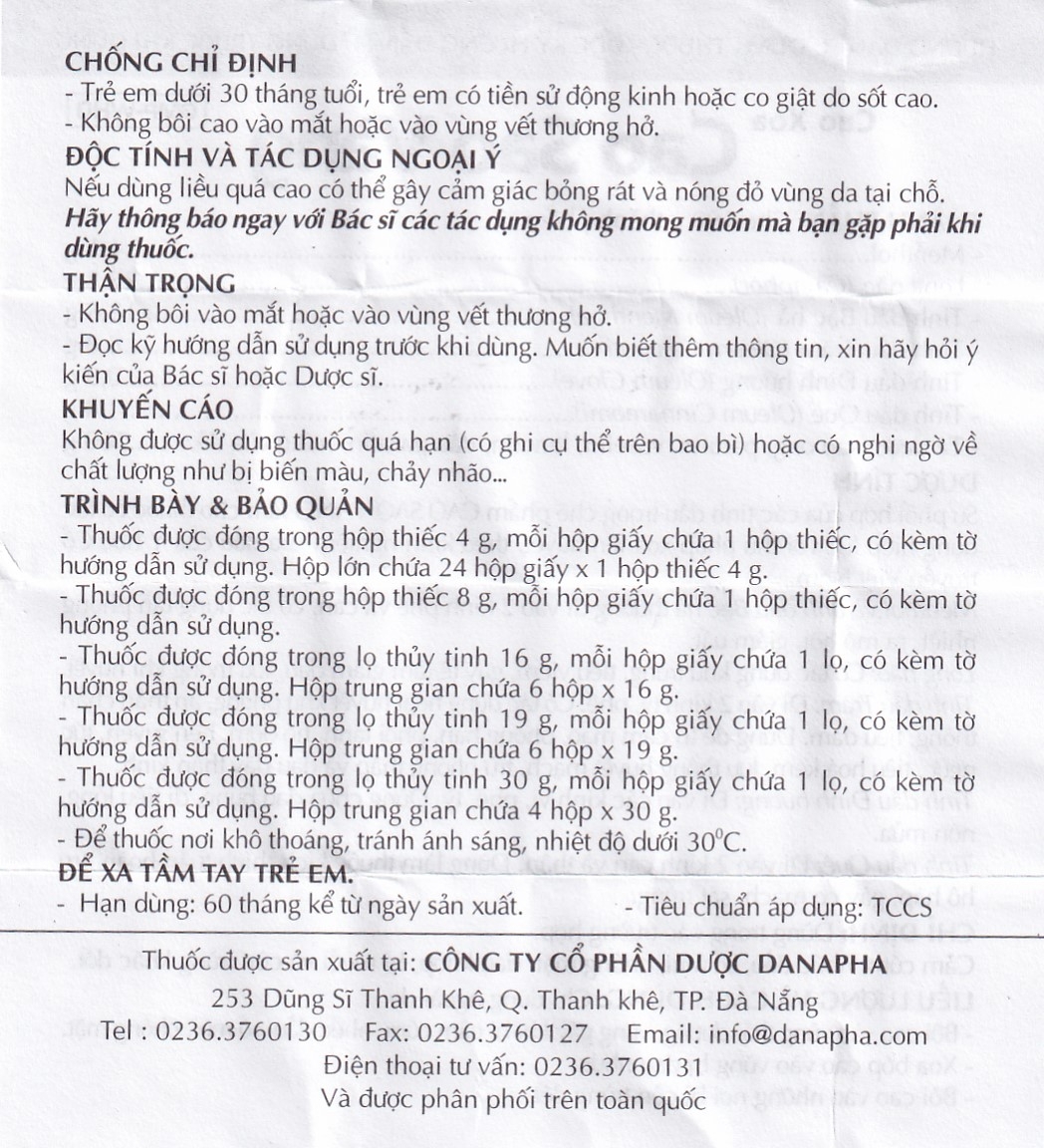 Hình ảnh Cao Sao Vàng Danapha điều trị cảm cúm, nhức đầu (16g)