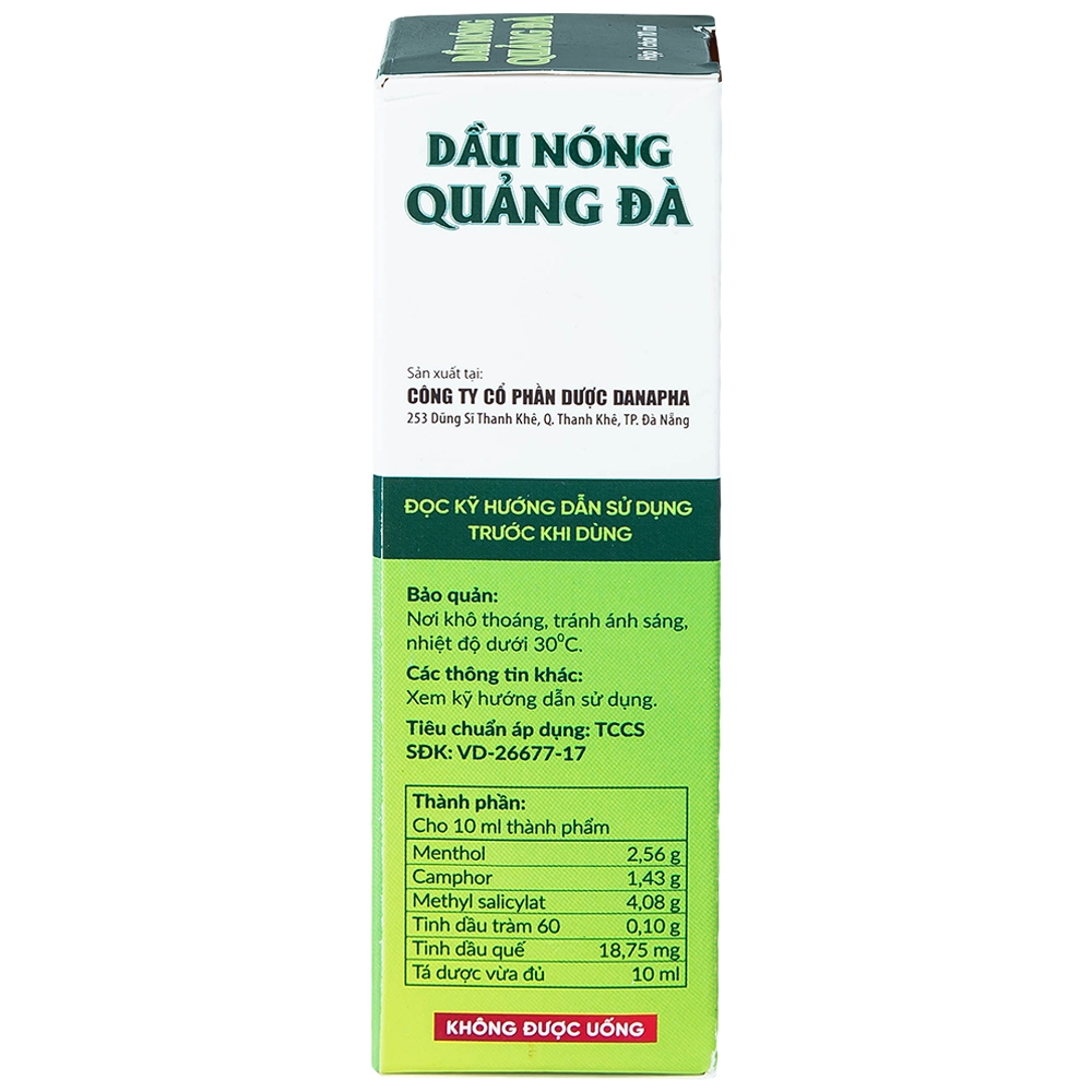 Hình ảnh Dầu nóng Quảng Đà Danapha giảm đau lưng, đau gáy, đau dây thần kinh tọa (10ml)