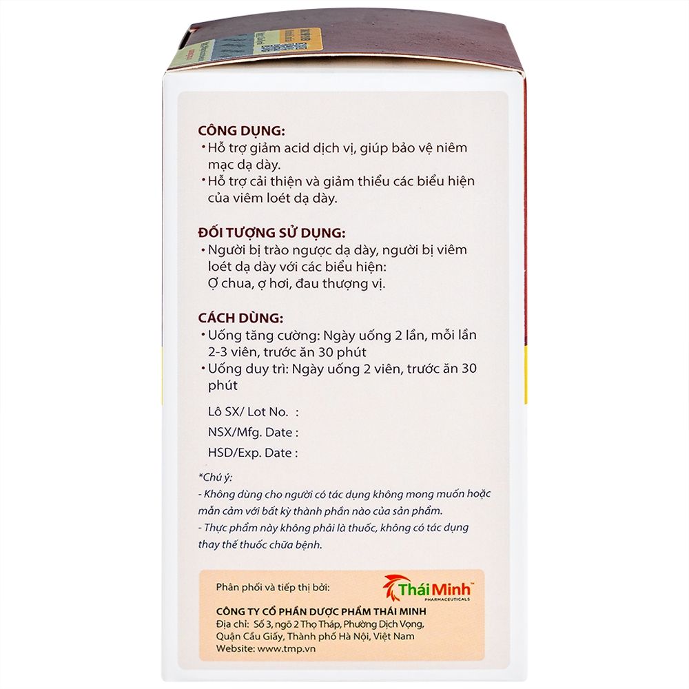 Hình ảnh Viên uống Bình Vị Thái Minh hỗ trợ giảm acid dịch vị, giúp bảo vệ niêm mạc dạ dày (80 viên)