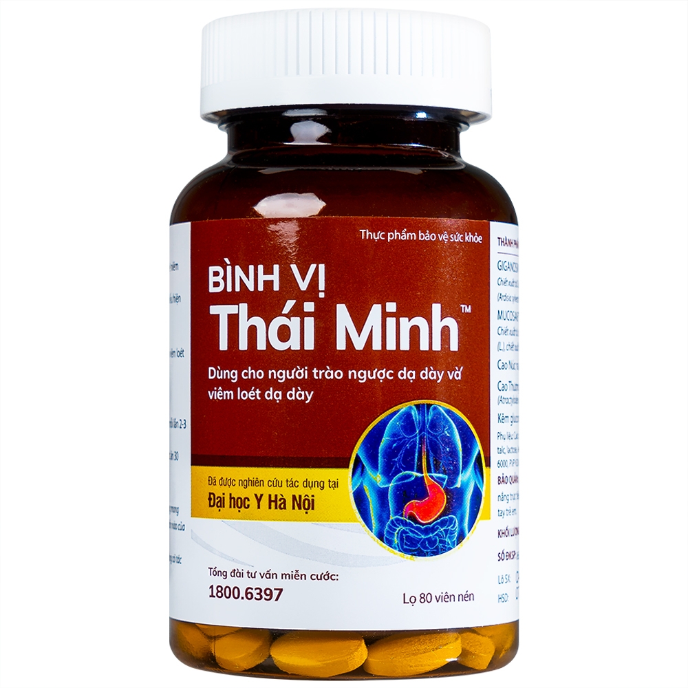 Hình ảnh Viên uống Bình Vị Thái Minh hỗ trợ giảm acid dịch vị, giúp bảo vệ niêm mạc dạ dày (80 viên)