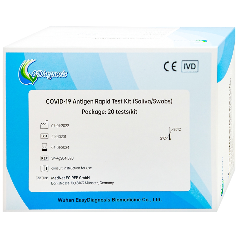 Hình ảnh Bộ kit test nước bọt Covid-19 Antigen Rapid độ nhạy lên đến 96%, độ đặc hiệu 99% (20 kit)