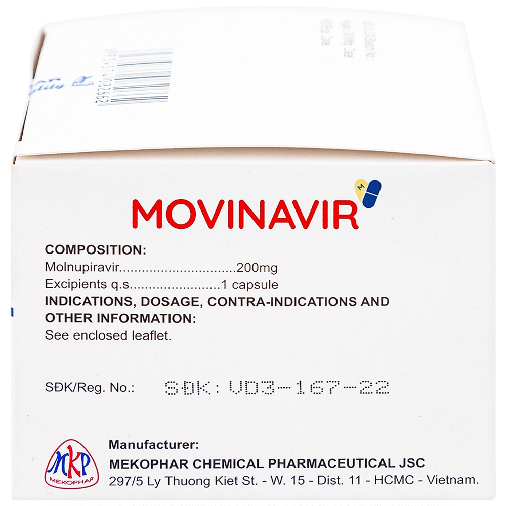 Hình ảnh Thuốc Movinavir 200mg Mekophar điều trị Covid-19 mức độ nhẹ đến trung bình (10 vỉ x 10 viên)