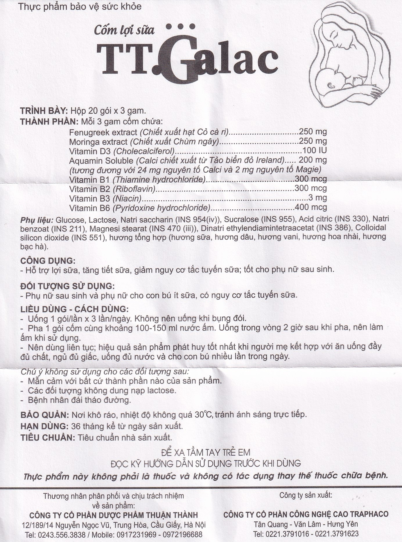 Hình ảnh Cốm lợi sữa TT.Galac Traphaco hỗ trợ lợi sữa, tăng tiết sữa, giảm nguy cơ tắc tuyến sữa (20 gói x 3g)