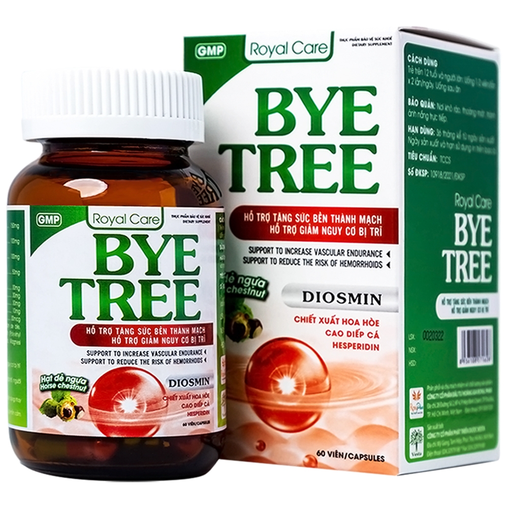 Hình ảnh Viên uống Bye Tree Royal Care hỗ trợ tăng sức bền thành mạch, giảm nguy cơ bị trĩ (60 viên)