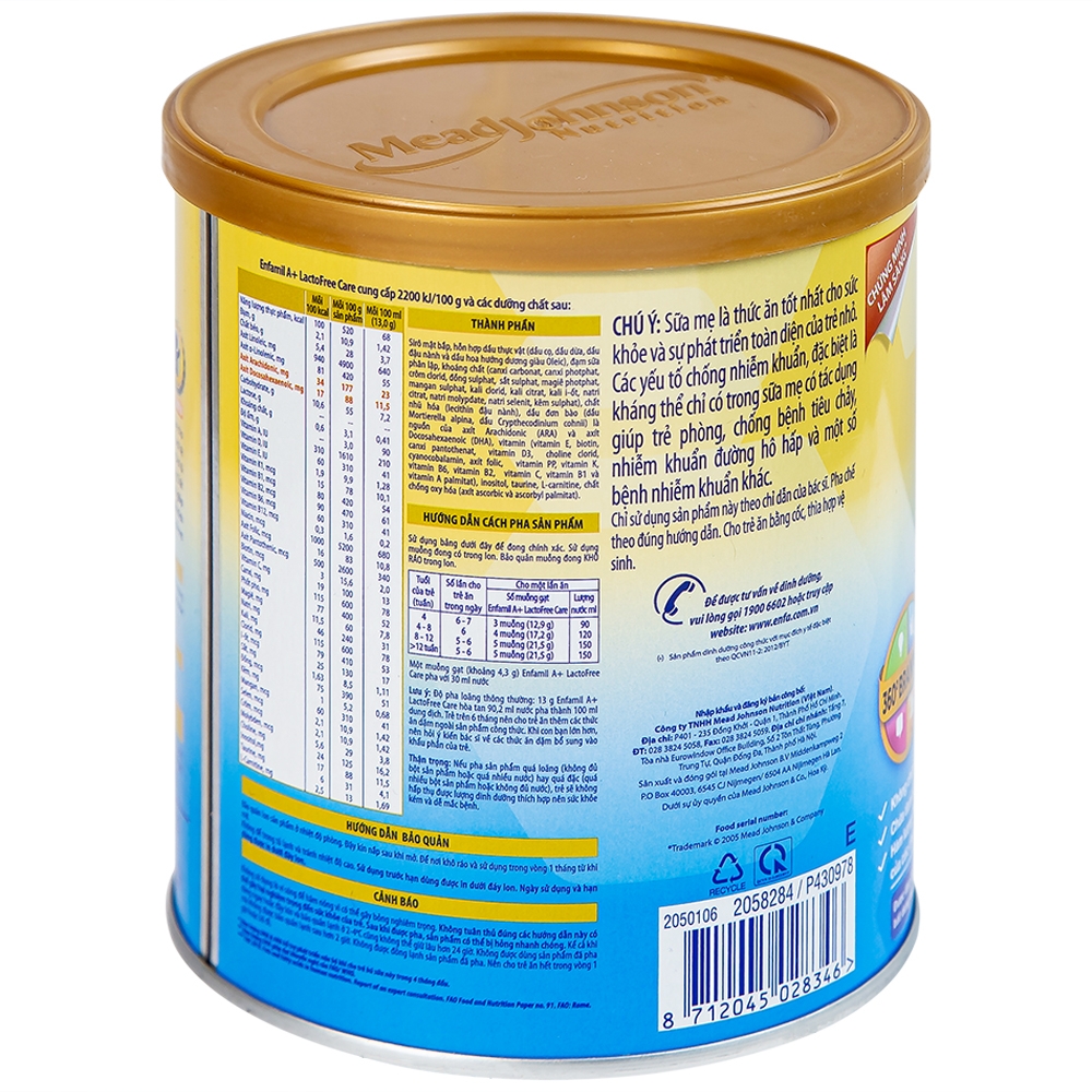 Hình ảnh Sữa Enfamil A+ LactoFree Care đặc chế cho trẻ em bị tiêu chảy (Hộp 400g)