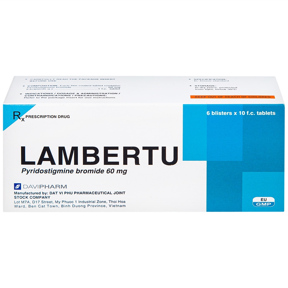 Hình ảnh Viên nén Lambertu 60mg DaviPharm điều trị bệnh nhược cơ (6 vỉ x 10 viên)