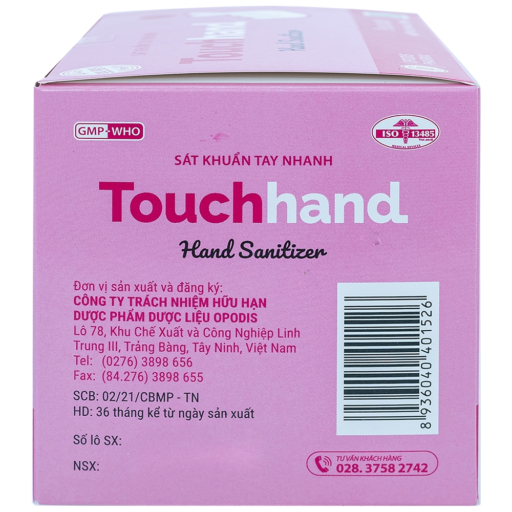 Hình ảnh Dung dịch Touchhand Opodis Pharma sát khuẩn tay nhanh (10 chai x 30ml)