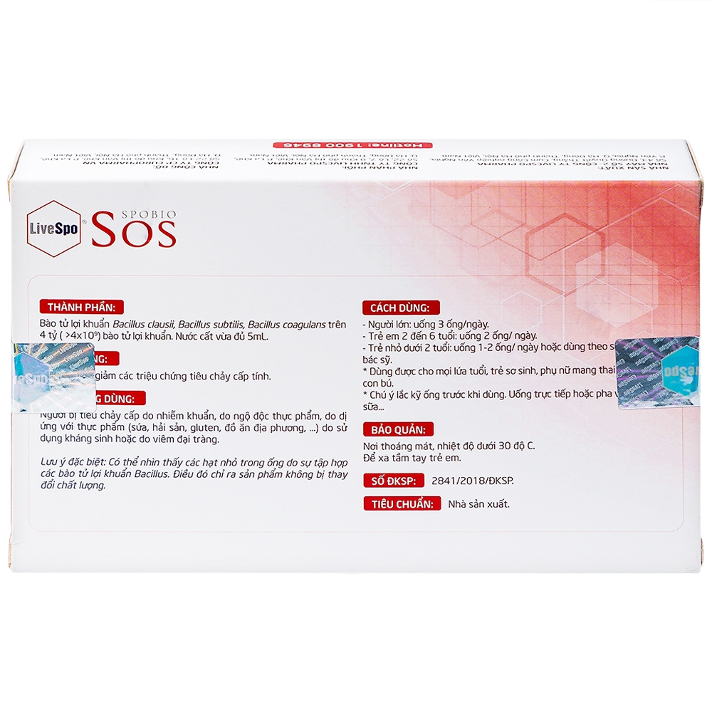 Hình ảnh Bào tử lợi khuẩn Livespo Spobio Sos hỗ trợ làm giảm tiêu chảy cấp (10 ống x 5 ml)
