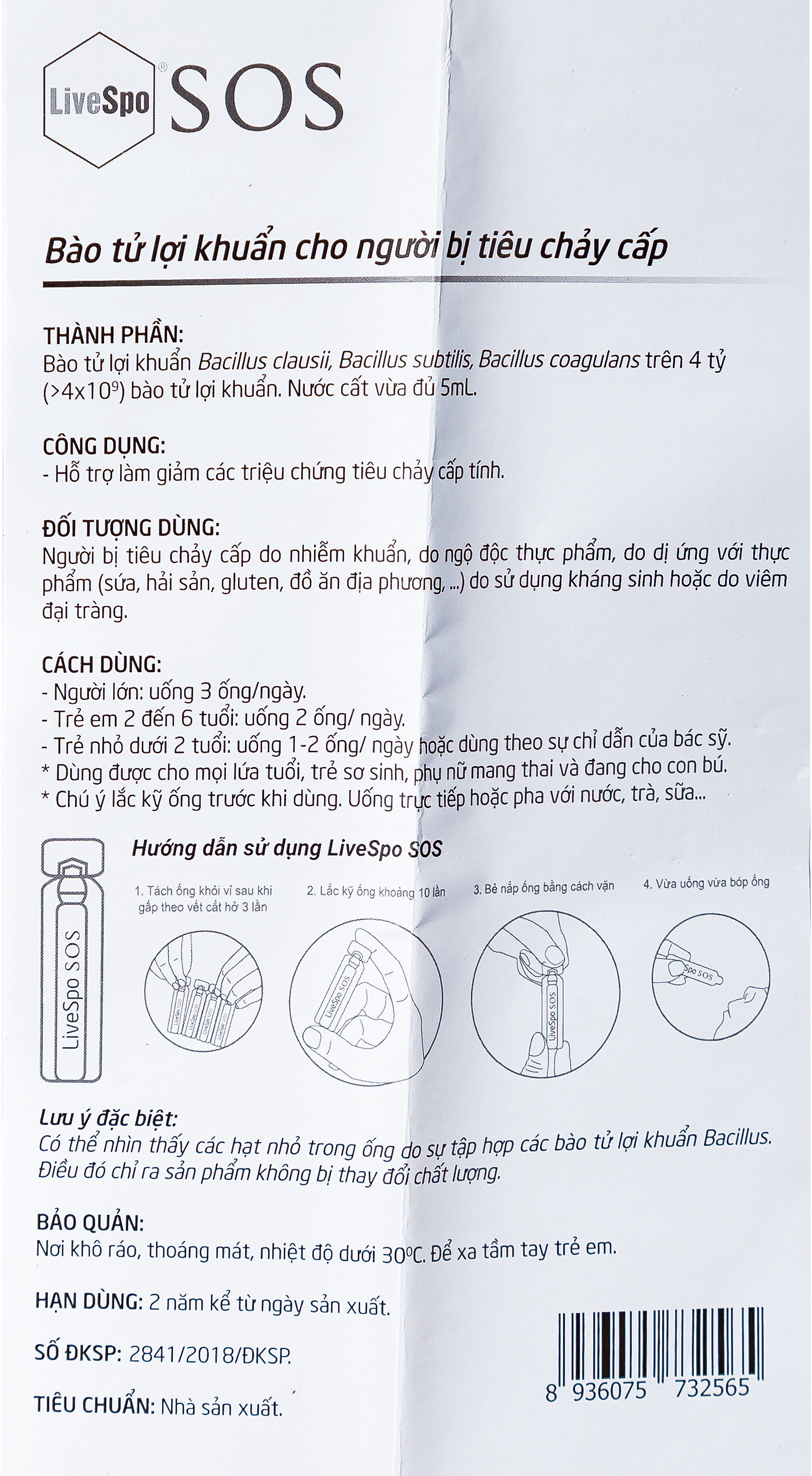 Hình ảnh Bào tử lợi khuẩn Livespo Spobio Sos hỗ trợ làm giảm tiêu chảy cấp (10 ống x 5 ml)