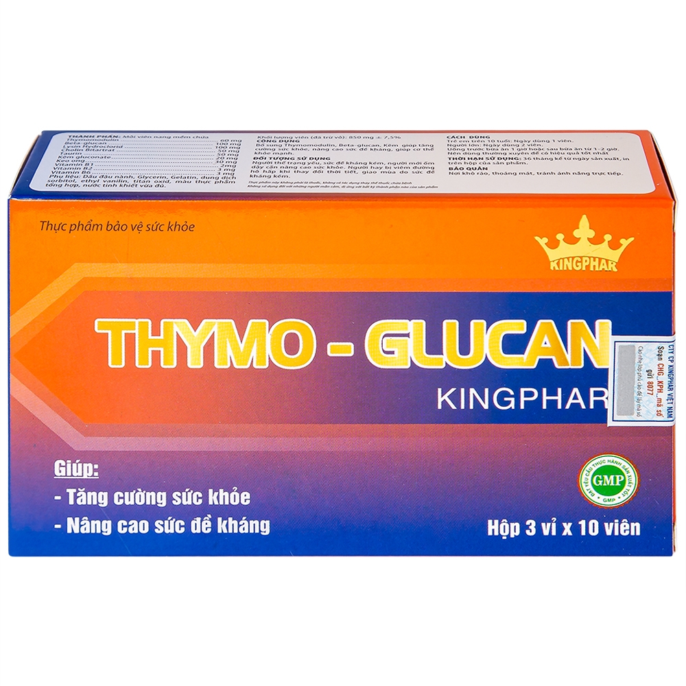 Hình ảnh Viên uống Thymo-Glucan Kingphar nâng cao sức đề kháng, giúp cơ thể khỏe mạnh (3 vỉ x 10 viên) 