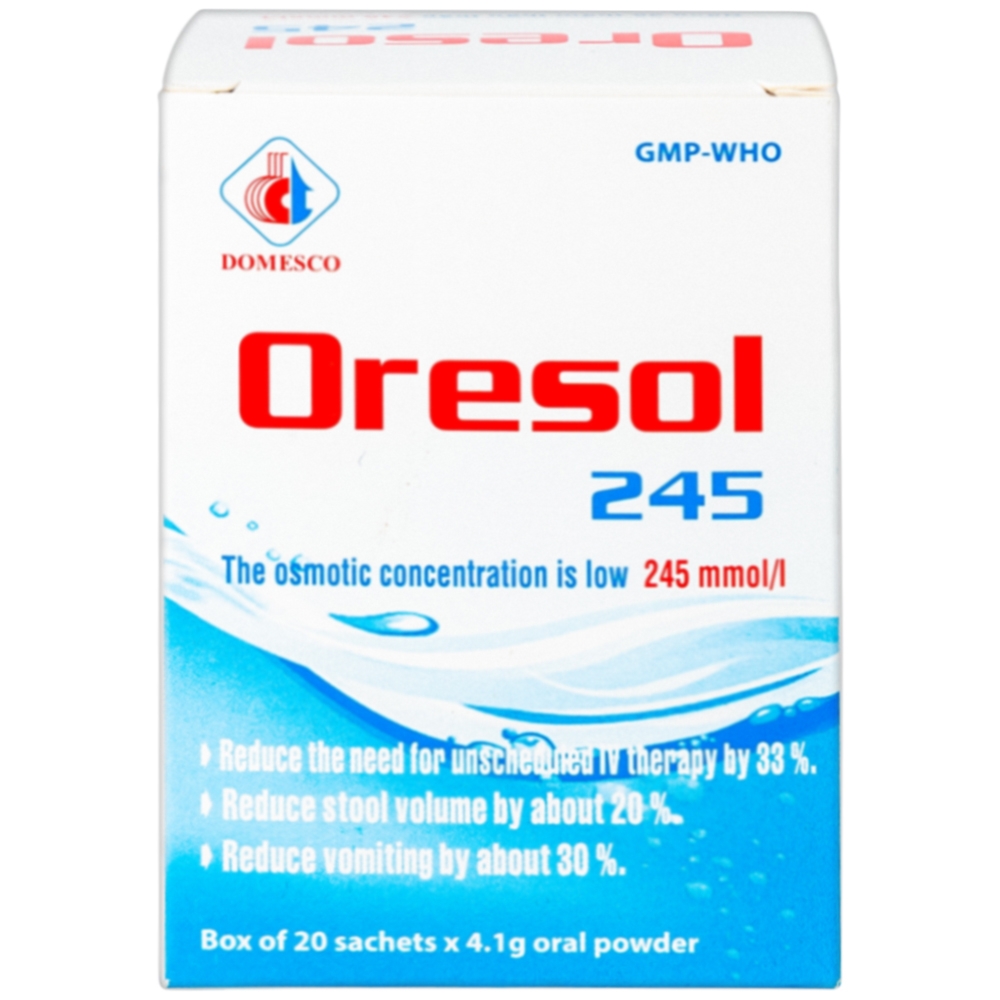 Hình ảnh Bột pha uống Oresol 245 Domesco phòng và điều trị mất điện giải và nước trong tiêu chảy (20 gói)