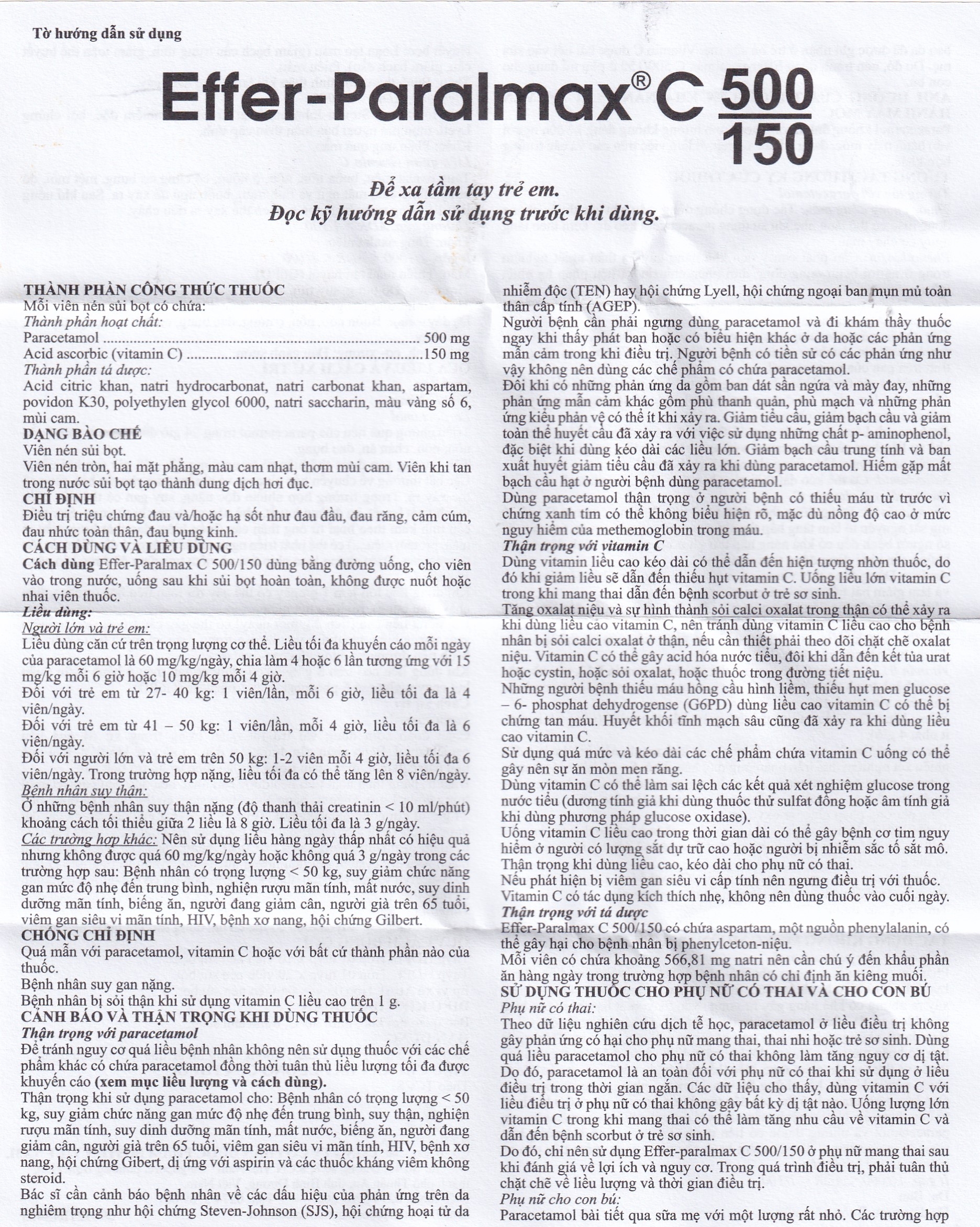 Hình ảnh Viên sủi Effer-Paralmax C 500/150 Boston giảm đau, hạ sốt (5 vỉ x 4 viên)