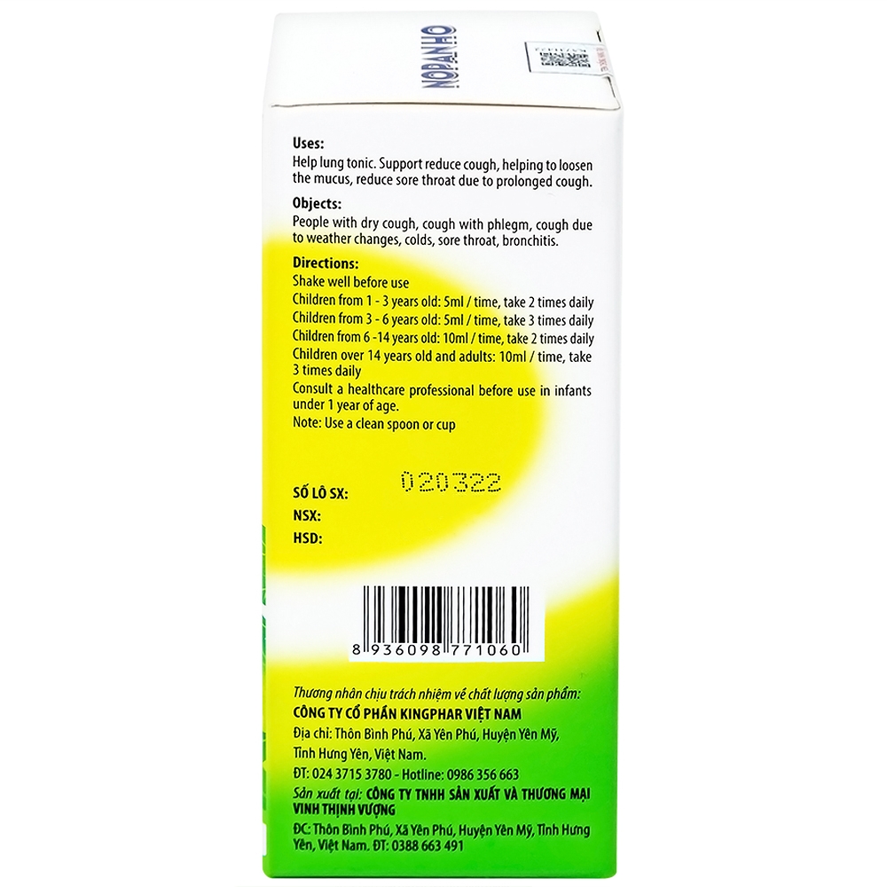 Hình ảnh Siro Nopanho Kingphar giúp bổ phế, hạn chế ho nhiều (125ml)