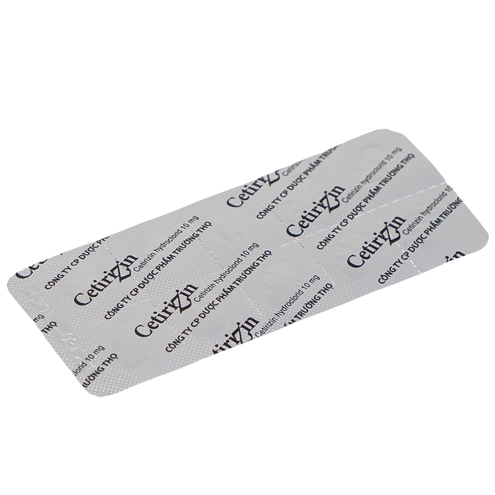 Hình ảnh Thuốc Cetirizin 10mg Trường Thọ trị ngứa ngoài da do dị ứng (10 vỉ x 10 viên)