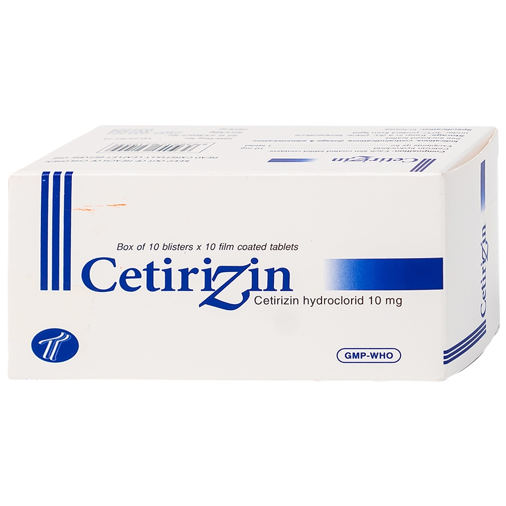 Hình ảnh Thuốc Cetirizin 10mg Trường Thọ trị ngứa ngoài da do dị ứng (10 vỉ x 10 viên)