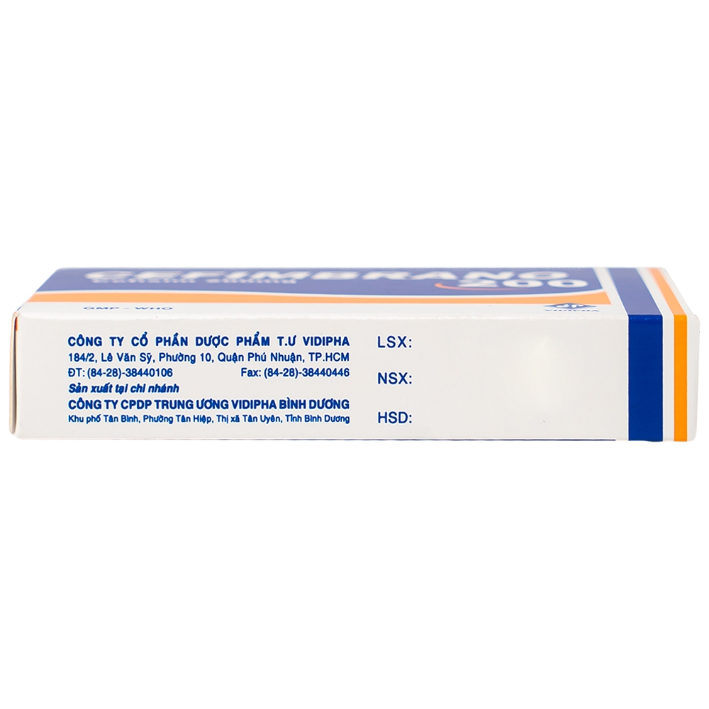 Hình ảnh Thuốc Cefimbrano 200mg Vidipha điều trị nhiễm khuẩn (1 vỉ x 10 viên)