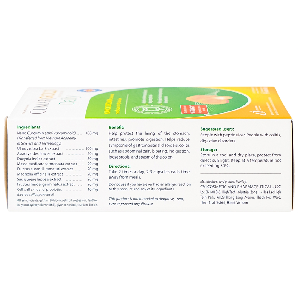 Hình ảnh Viên uống CumarGold Daily CVI Pharma bảo vệ niêm mạc dạ dày, ruột (2 vỉ x 10 viên)