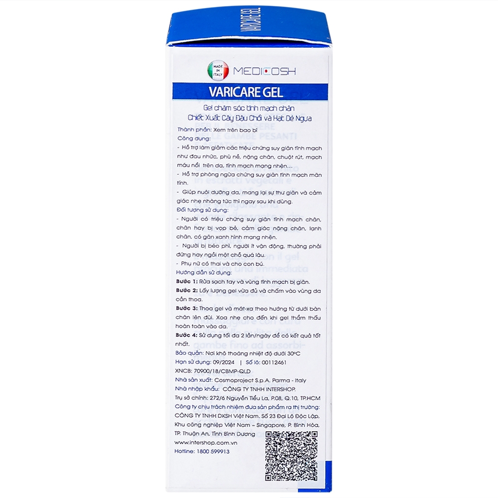 Hình ảnh Gel Varicare Medicosh hỗ trợ làm giảm các triệu chứng suy giãn tĩnh mạch chân (50ml)
