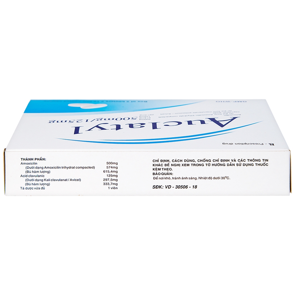 Hình ảnh Thuốc Auclatyl 500mg/125mg Tipharco điều trị nhiễm khuẩn (2 vỉ x 10 viên)