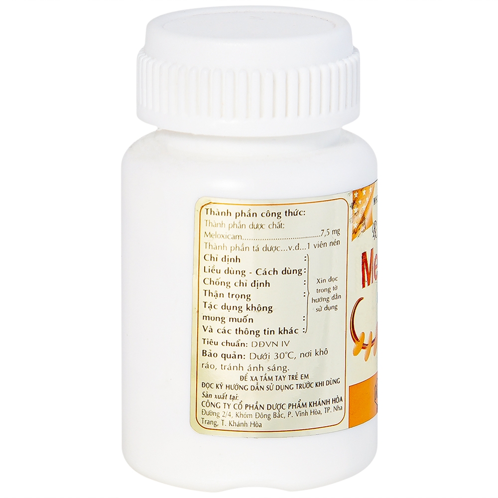 Hình ảnh Viên nén Meloxicam 7.5mg Khapharco điều trị thoái hóa khớp, viêm cột sống dính khớp (200 viên)
