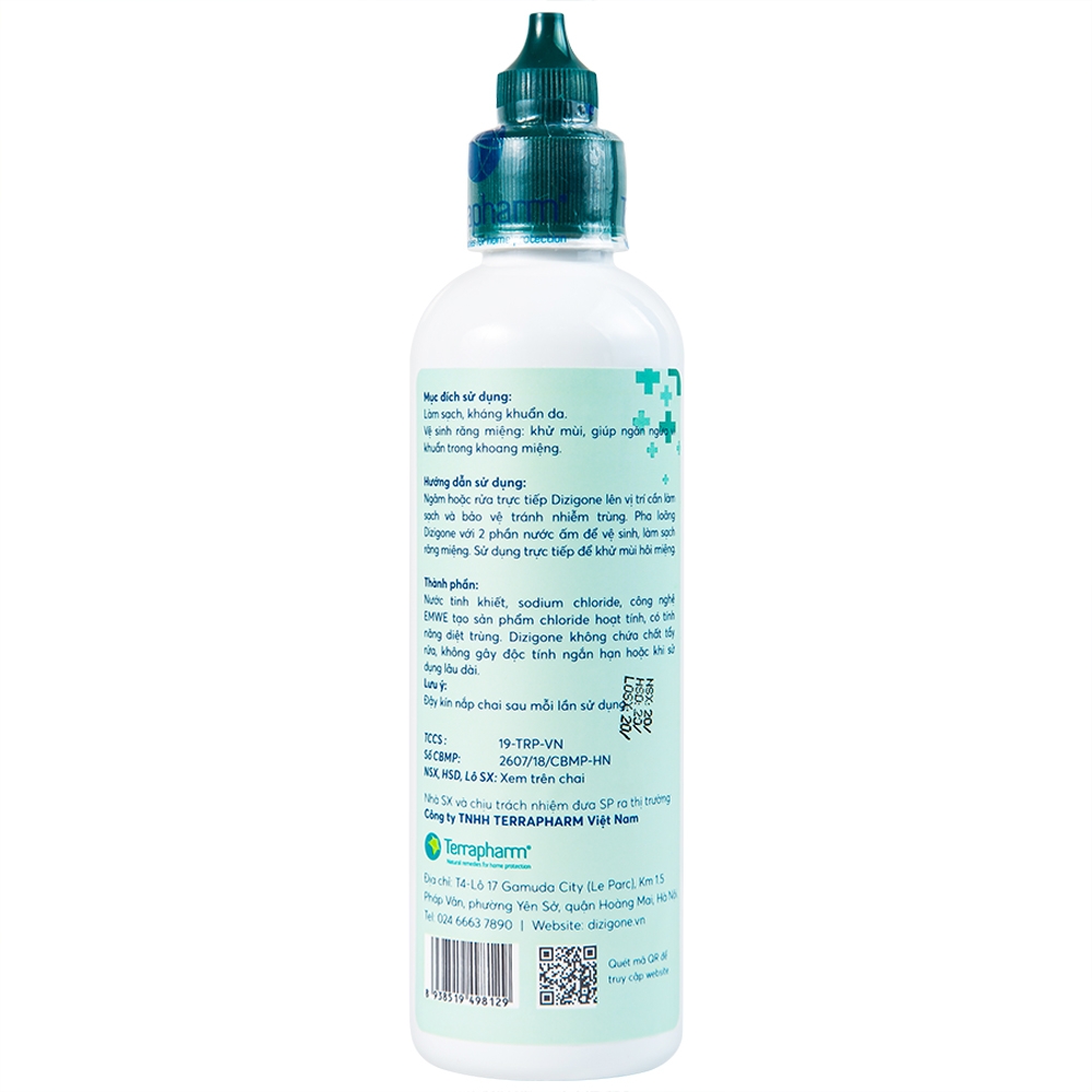 Hình ảnh Dung dịch khoáng Dizigone Terrapharm làm sạch vi khuẩn trong 30 giây, vệ sinh răng miệng, khử mùi (300ml)