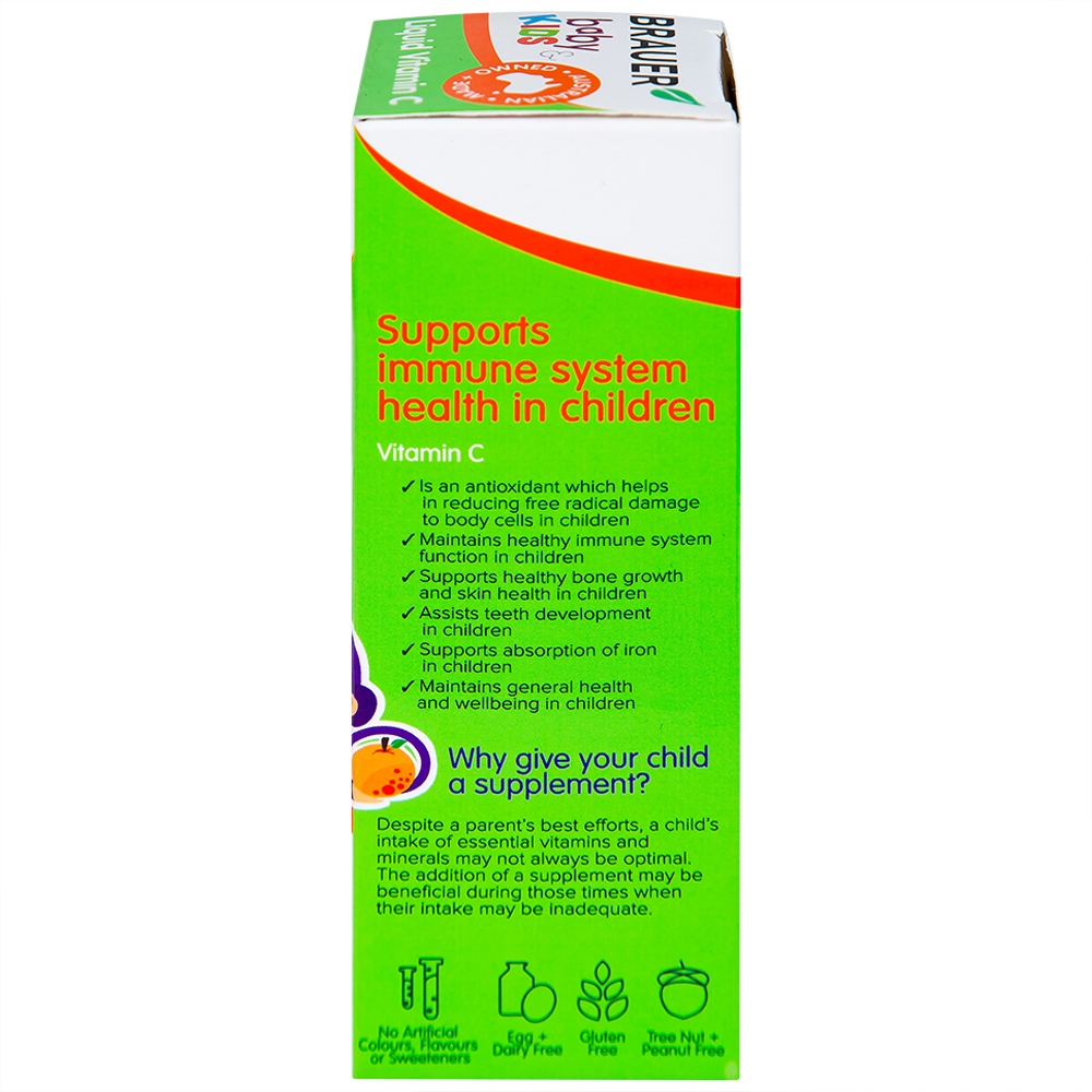 Hình ảnh Siro Brauer Baby Kids Liquid bổ sung vitamin C, tăng cường sức đề kháng cho cơ thể (100ml)