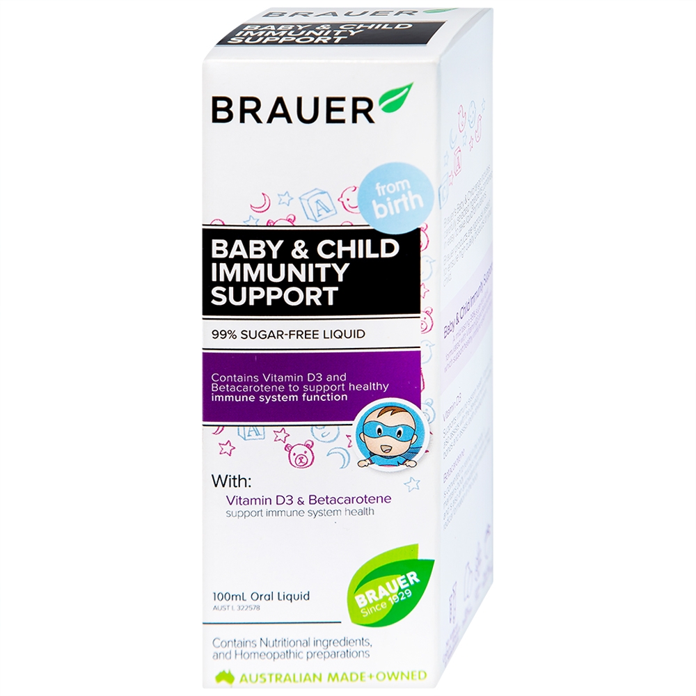 Hình ảnh Siro Brauer Baby & Child Immunity Support hỗ trợ bổ sung betacaroten và vitamin D3 cho trẻ (100ml)