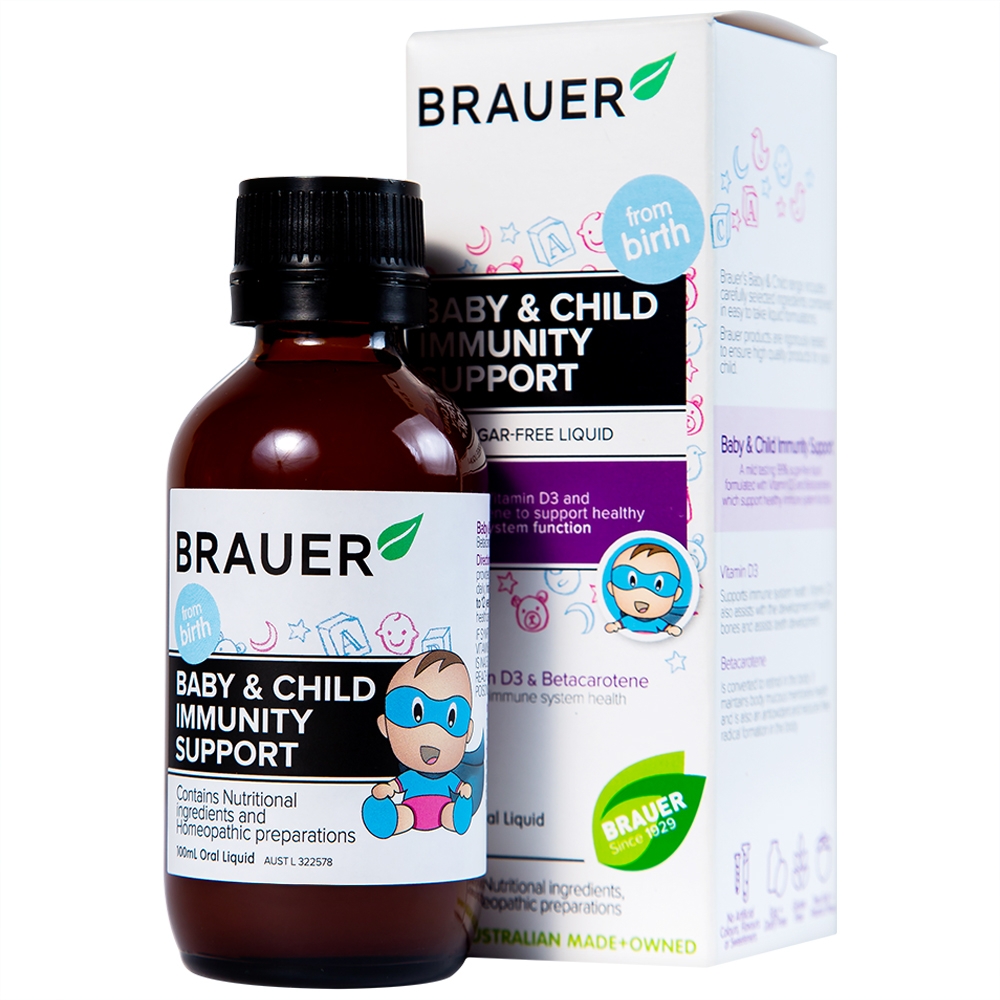 Hình ảnh Siro Brauer Baby & Child Immunity Support hỗ trợ bổ sung betacaroten và vitamin D3 cho trẻ (100ml)