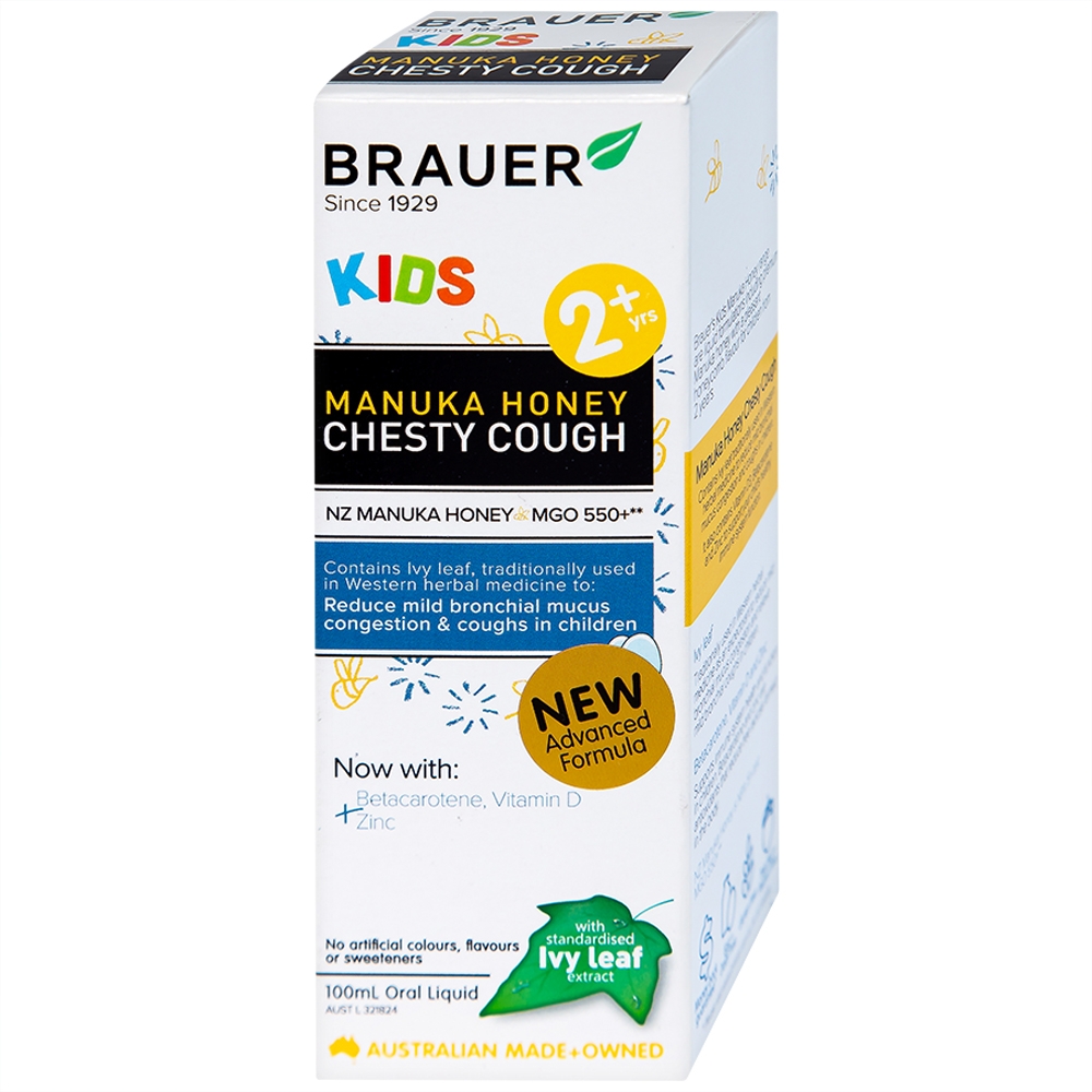 Hình ảnh Siro Brauer Kids Manuka Honey Chesty Cough hỗ trợ tăng cường sức đề kháng, hạn chế ho nhiều (100ml)