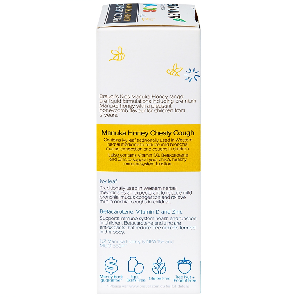 Hình ảnh Siro Brauer Kids Manuka Honey Chesty Cough hỗ trợ tăng cường sức đề kháng, hạn chế ho nhiều (100ml)