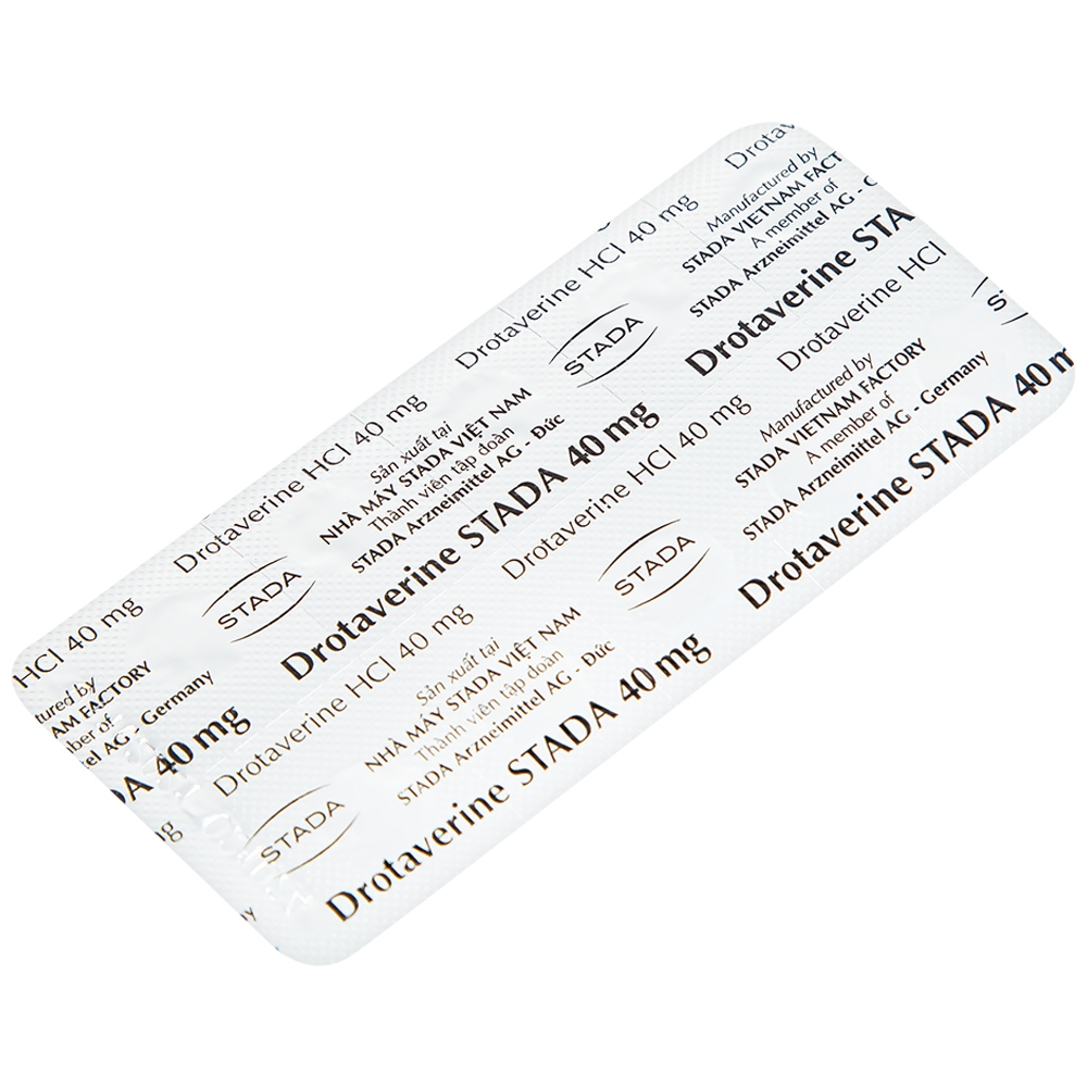 Hình ảnh Thuốc Drotaverine Stada 40mg điều trị co thắt dạ dày, ruột, hội chứng ruột kích thích (5 vỉ x 10 viên)