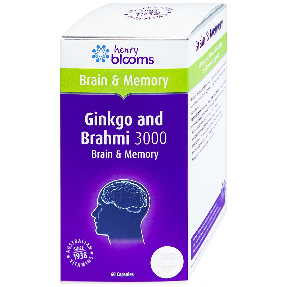 Hình ảnh Viên uống Ginkgo And Brahmi 3000 Henry Blooms hỗ trợ hoạt huyết (60 viên)