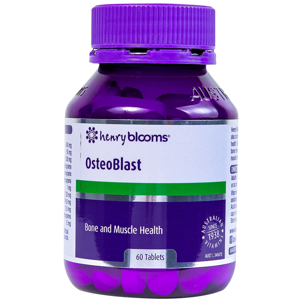 Hình ảnh Viên uống OsteoBlast Henry Blooms bổ sung Canxi, Vitamin D3 và khoáng chất thiết yếu (60 viên)