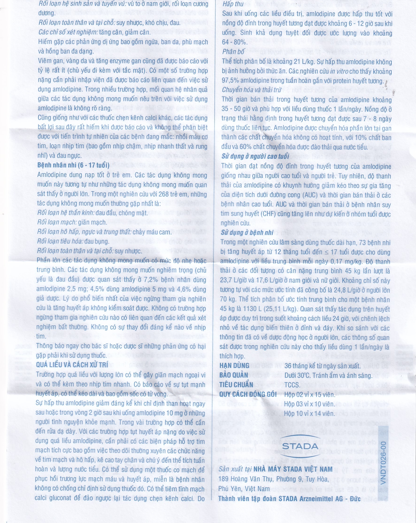 Hình ảnh Thuốc Amlodipine Stada 5mg Tab điều trị tăng huyết áp, đau thắt ngực (10 vỉ x 14 viên)