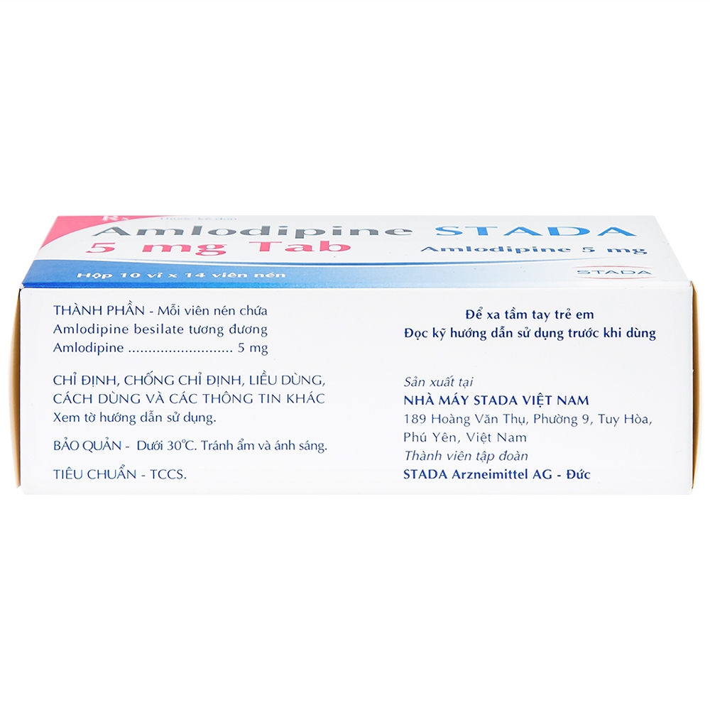 Hình ảnh Thuốc Amlodipine Stada 5mg Tab điều trị tăng huyết áp, đau thắt ngực (10 vỉ x 14 viên)