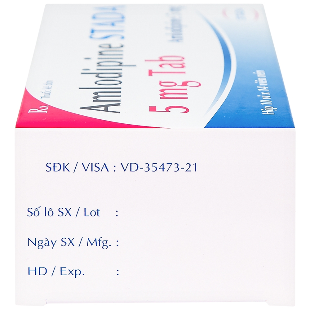 Hình ảnh Thuốc Amlodipine Stada 5mg Tab điều trị tăng huyết áp, đau thắt ngực (10 vỉ x 14 viên)